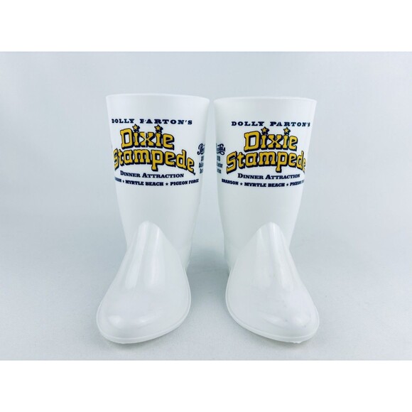 2 Dolly Parton's Dixie Stampede‎ Plastic Souvenir Boot Cup Mug Pepsi Cola 2010 - Picture 1 of 12